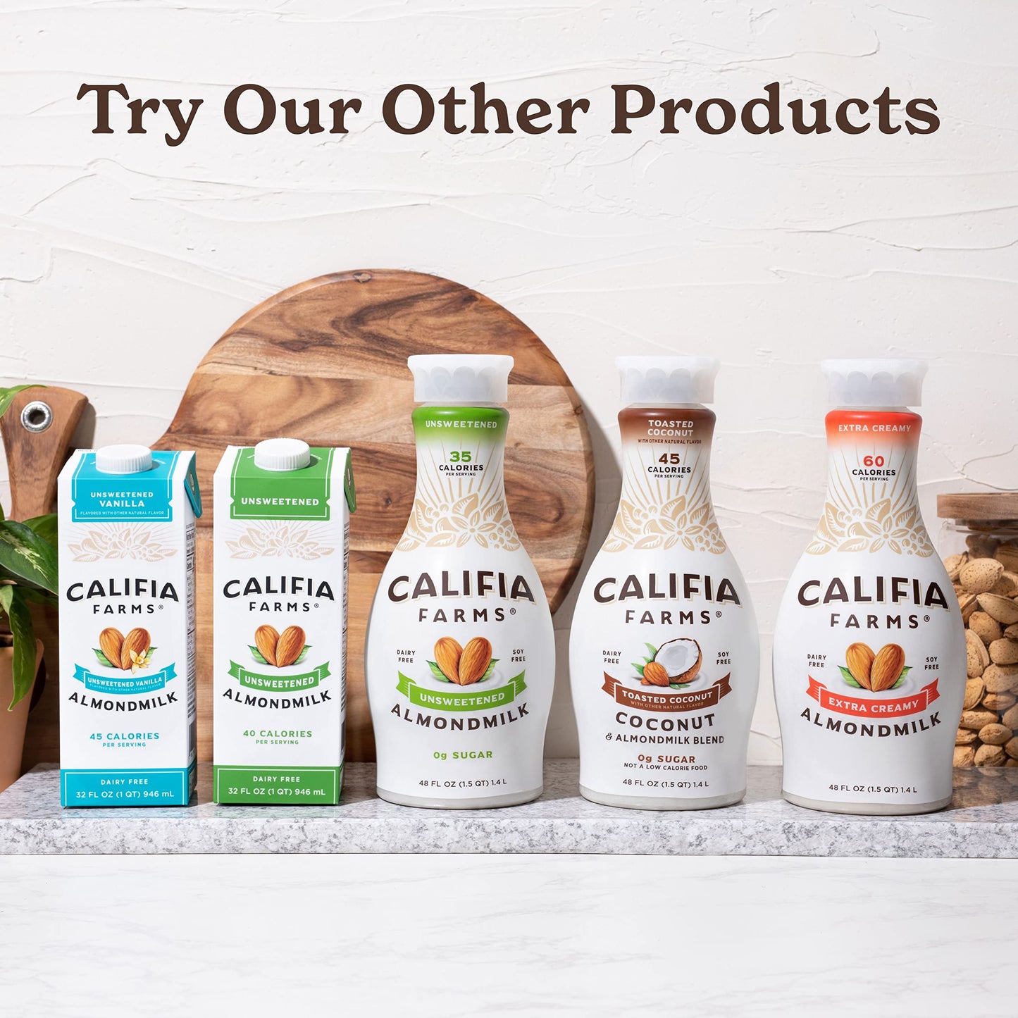 Califia Farms - Unsweetened Almond Milk, 48 Oz, Dairy Free, Vegan, Plant Based, Keto, Vegan, Gluten Free, Non GMO, Sugar Free, H