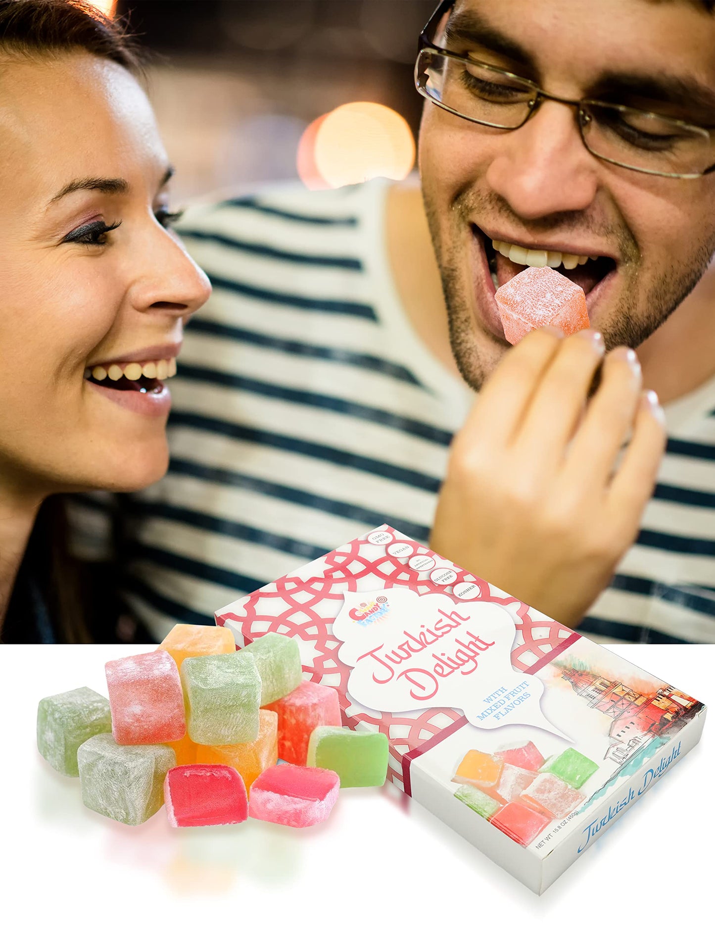 Sarahs Candy Factory Turkish Delight With Assorted Fruit Flavors (15.8 Oz) Gift Box For Everyone