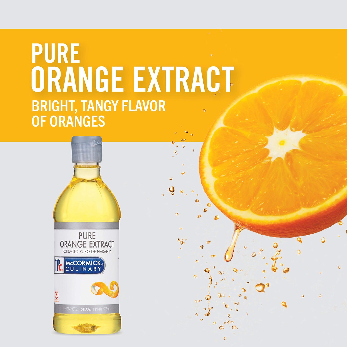 McCormick Culinary Pure Orange Extract, 16 fl oz Bottle, Orange Flavoring for Baking, Model 052100306353