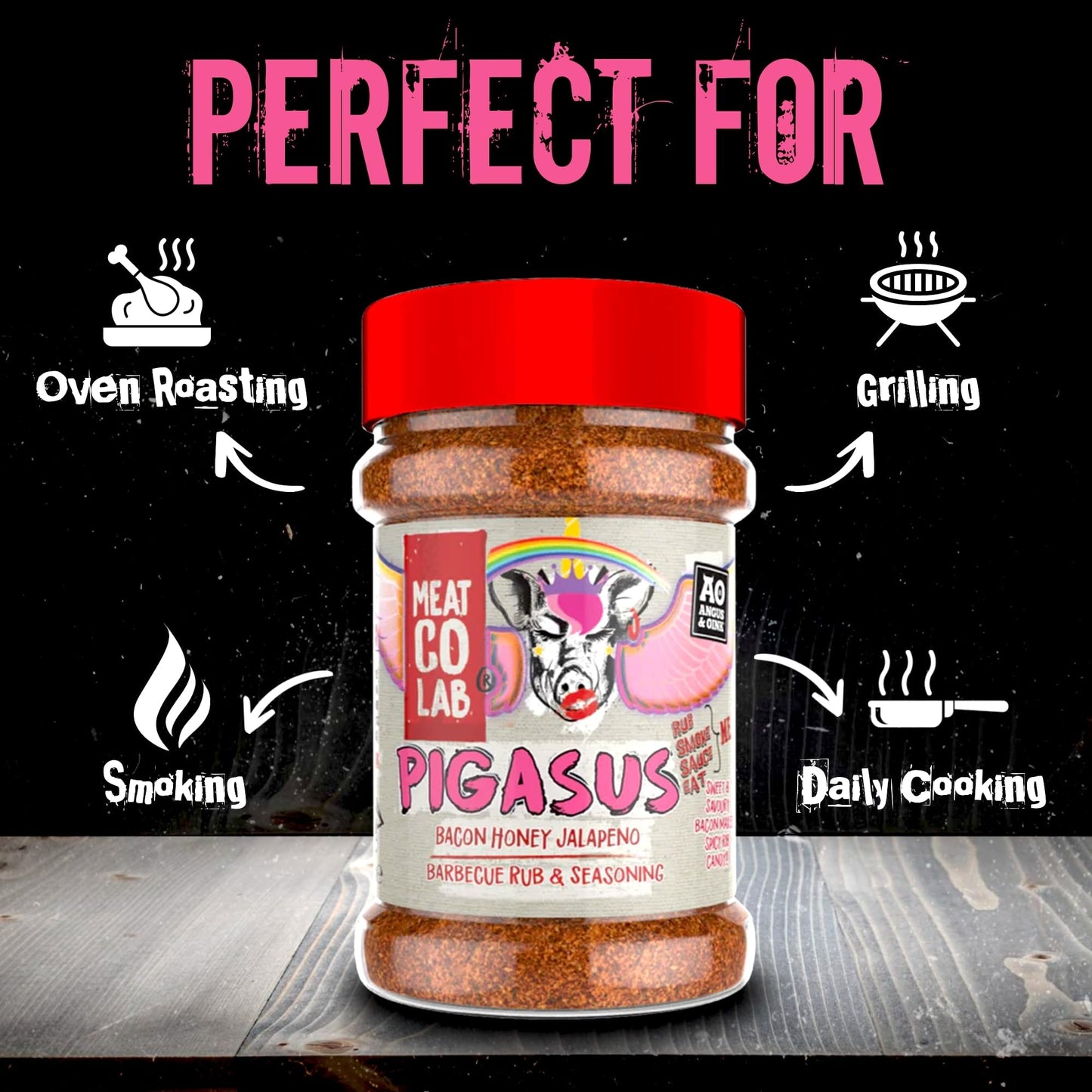 Angus & Oink Pigasus Bacon Honey Jalapeño Rub, Sweet & Savoury, 200g, Gluten-Free