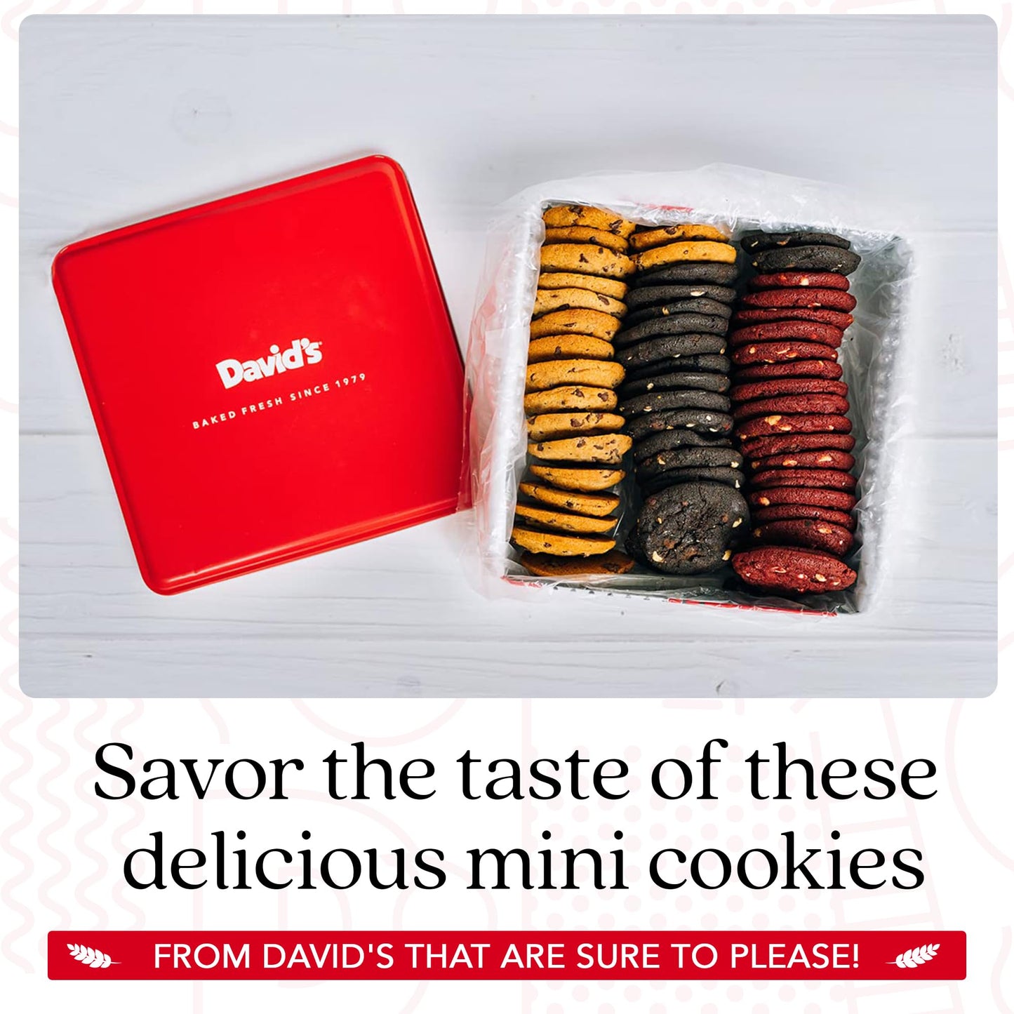 David'S Cookies Freshly Baked Melt In Your Mouth Assorted Mini Cookies With Chocolate Chip, Chocolate & White Chocolate Chip & R