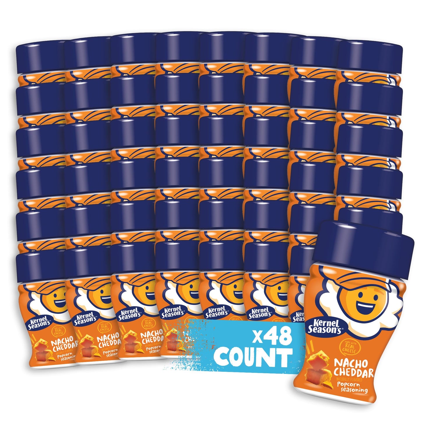 Kernel Seasons Popcorn Seasoning Mini Jar, Nacho Cheddar, 0.9 Oz (Pack of 48)