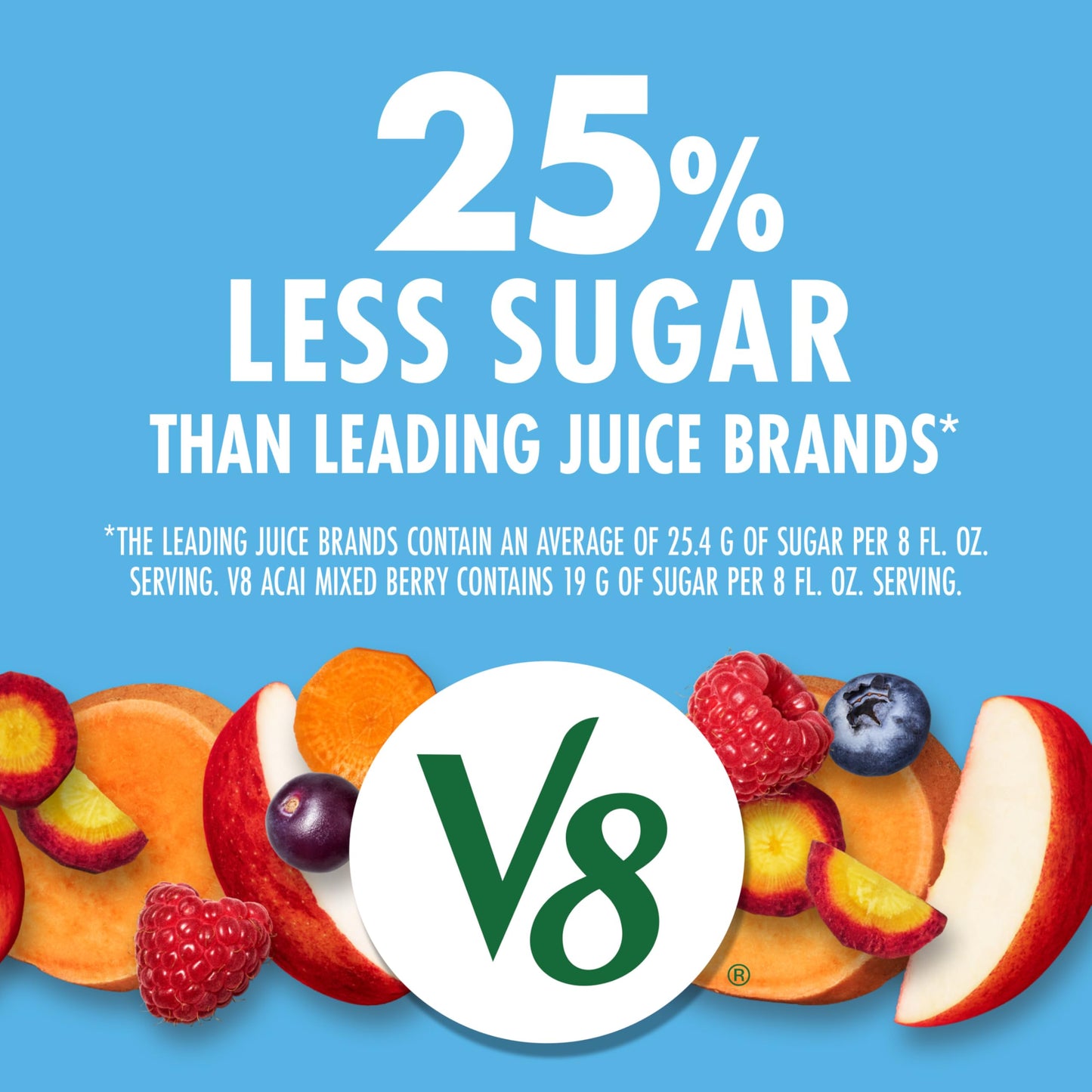 V8 Acai Mixed Berry 100% Fruit and Vegetable Juice, 46 fl oz Bottle (Pack of 2)