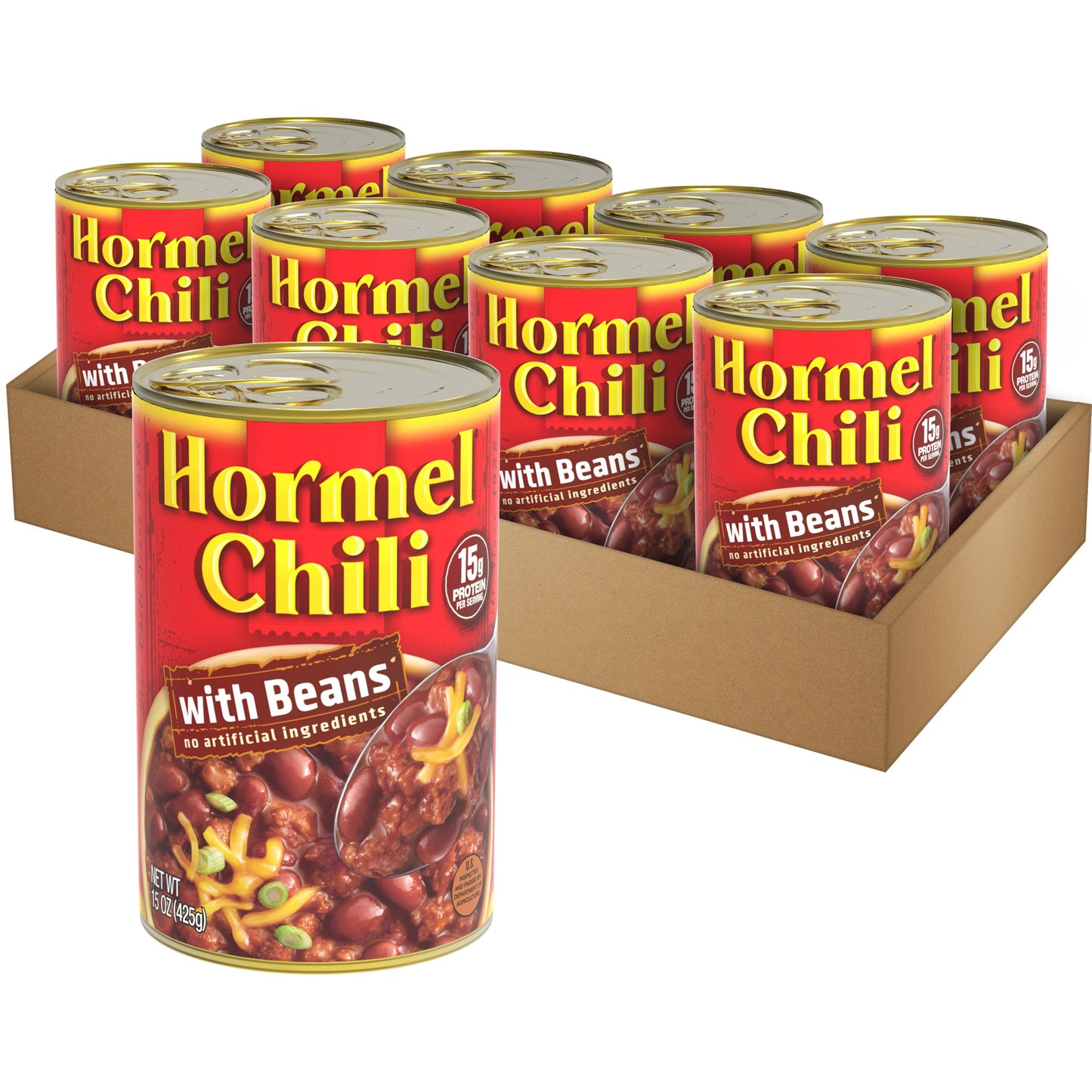 Hormel Chili With Beans 15 Oz - 8 Pack, 15oz Cans, Convenient Meal Option