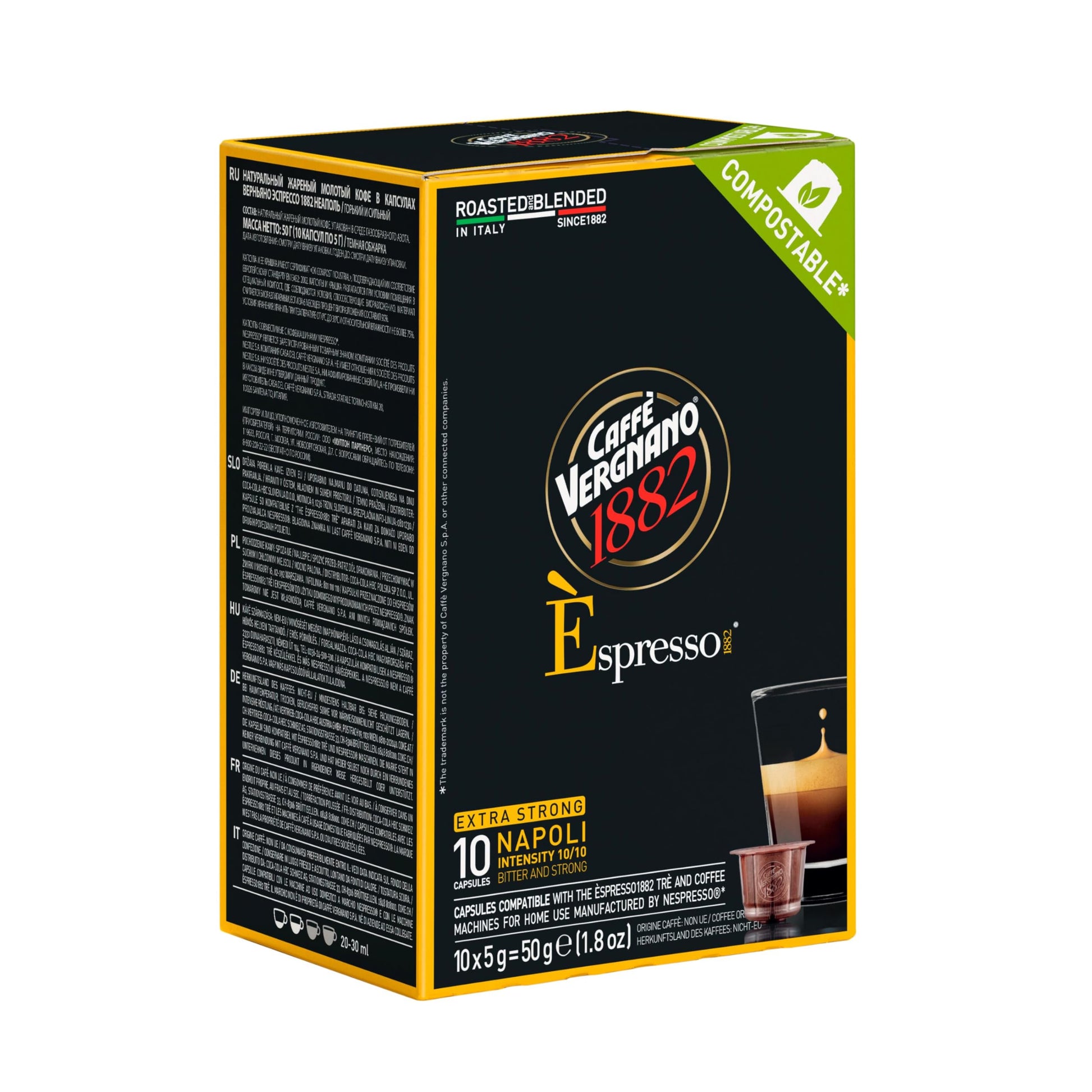 Caff Vergnano Napoli Espresso Units - Oriflavor Blendal Line Compatible Pods - Medium Roast Arabica Robusta Blend  Intensity 10/10 - Italian Single-Serve Coffee With Dark Chocolate Spiced Notes - 120 Count