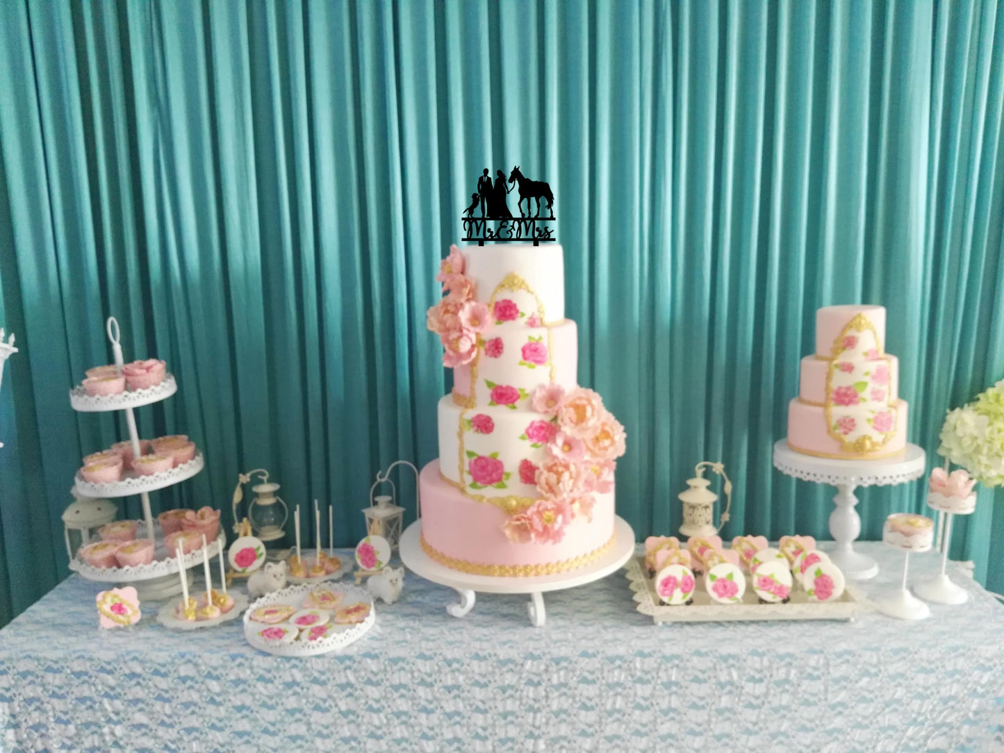 keonsatrz Horse Wedding Cake Topper, Farmer & Cowboy/Cowgirl Theme, Acrylic, 5.9W x 6.7H, Earth Tones
