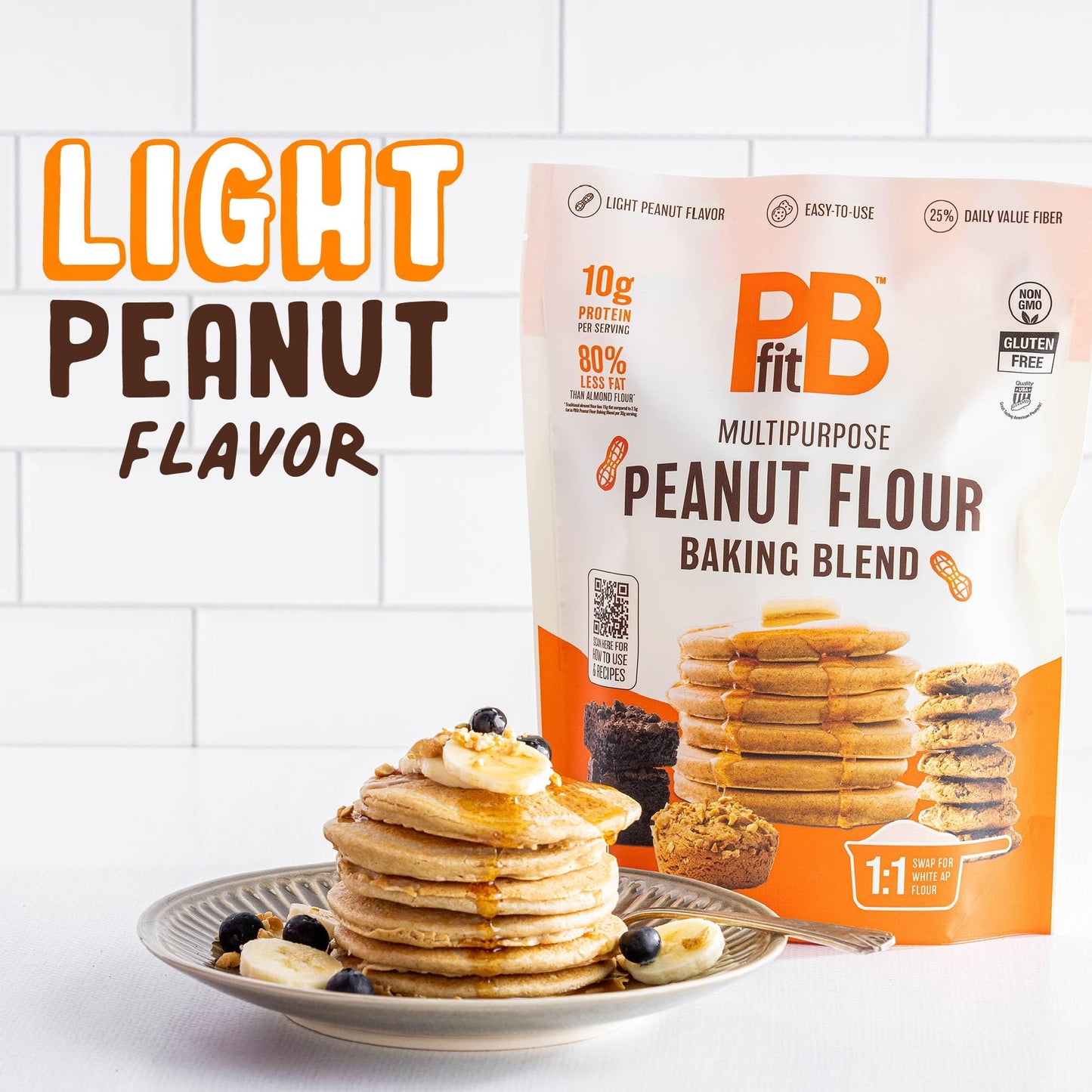 PBfit Peanut Flour Baking Blend - Gluten Free, Non-GMO, 24 oz, 11g Protein, 80% Less Fat than Almond Flour