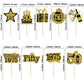Gyufise 36Pcs Happy 50Th Birthday Cupcake Toppers Glitter Black Gold Fifty Hello 50 Vintage 1975 Cupcake Picks Cheers To 50 Year