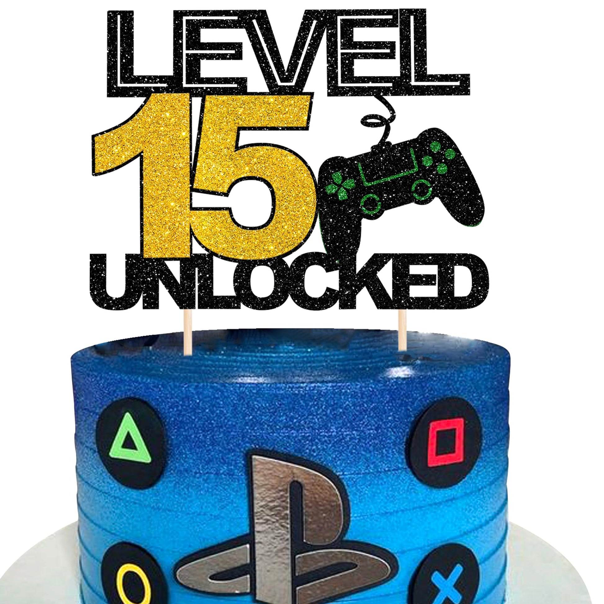 1 Pack 15Th Birthday Video Game Cupcake Toppers Gaming Level Unlocked Game On Controllers Cupcake Picks Game Theme Baby Shower Kids Boys Girls 15Th Birthday Anniversary Party Cupcake Decorations