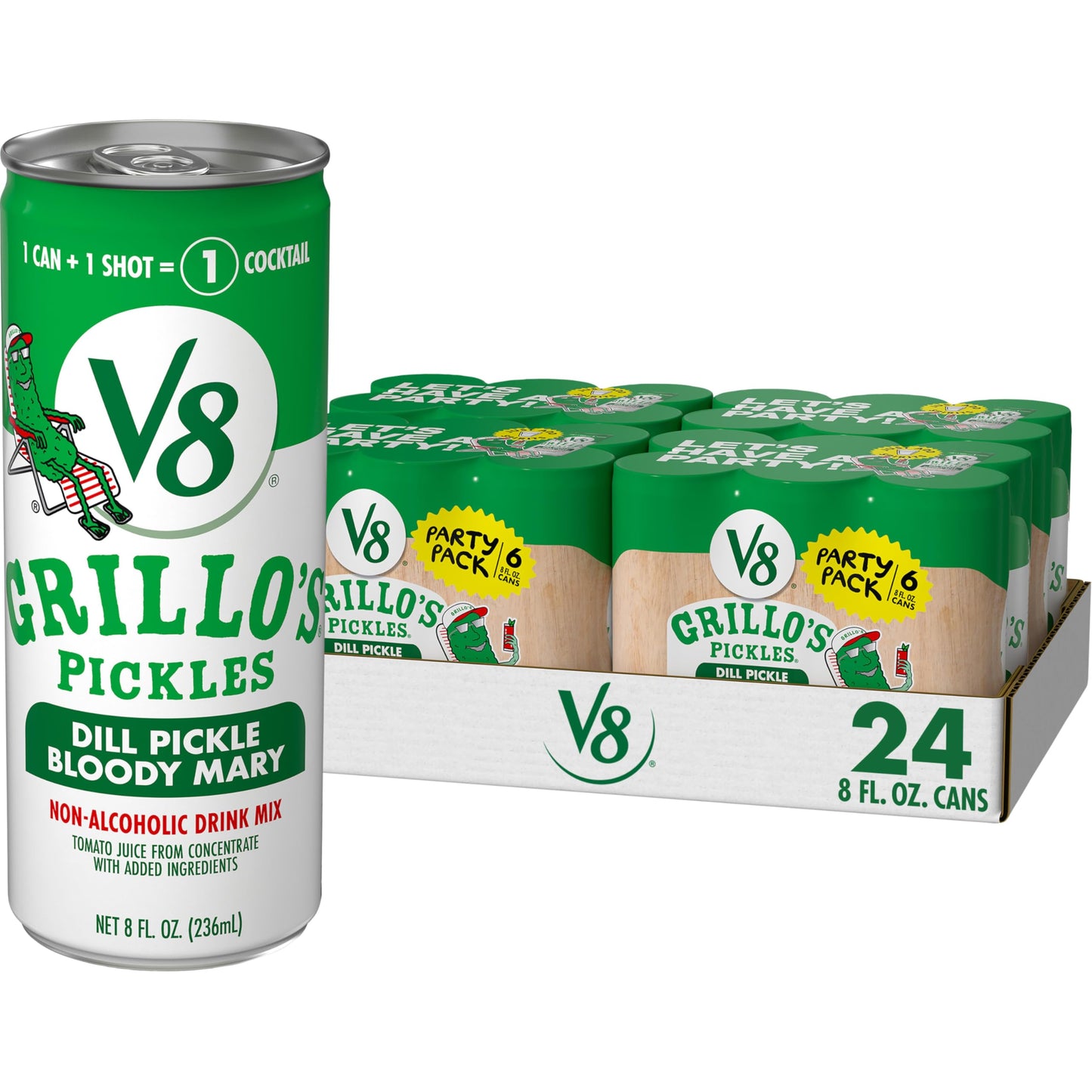 V8 Dill Pickle Bloody Mary Mix, 8 Fl Oz Can, Pack of 24, Model 200000029177