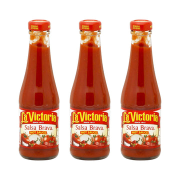 La Victoria Hot Salsa Brava, 8 Ounce Pack of 3, Spicy Salsa for Tacos and Dips