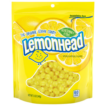 Lemonhead Hard Lemon Candy, Refreshingly Citrus, Resealable Bag, 12 oz