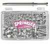 Silver Sprinkles with 4-Claw Pick up Tool,Pearl Sugar Mix Size 6.5oz Contains Metallic Rod & Star Sprinkles for Cake Decorations