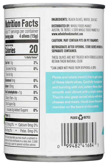 365 by Whole Foods Market, Ripe Large Pitted Olives, 6 Ounce