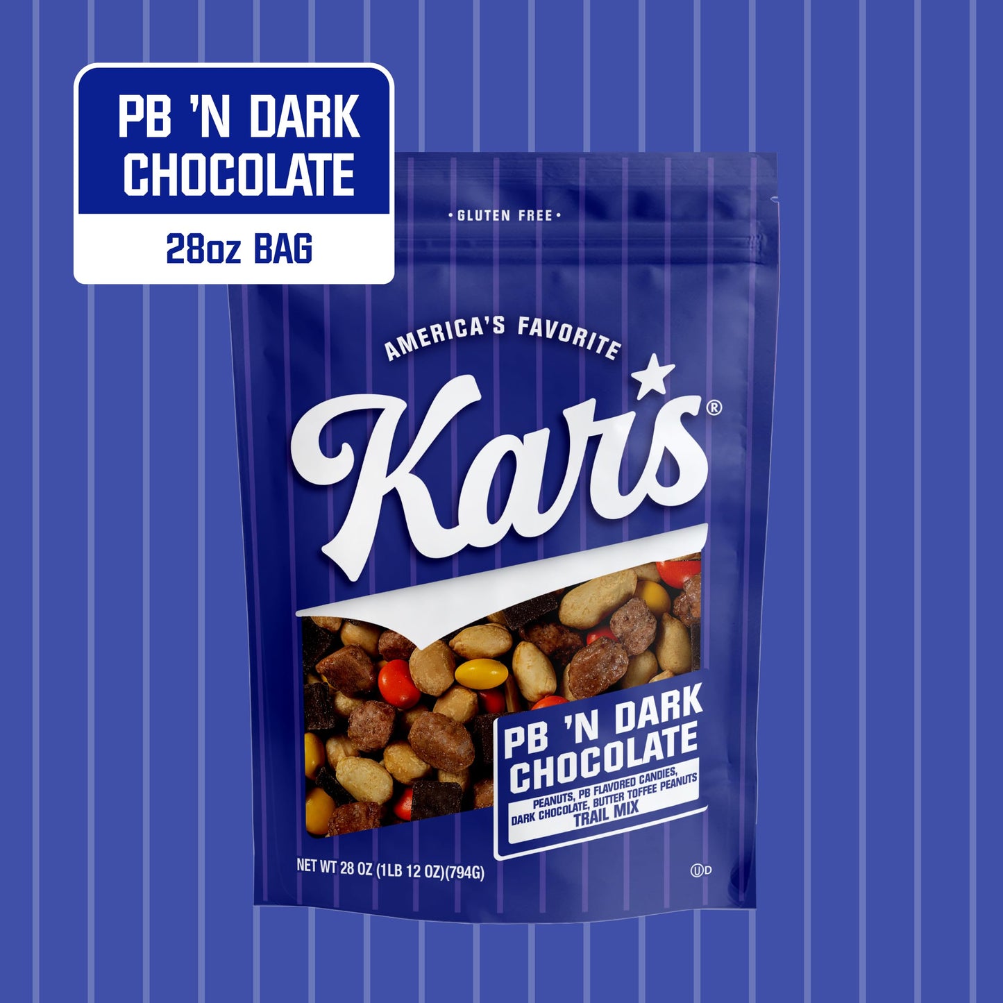 Kars Nuts Peanut Butter N Dark Chocolate Trail Mix, 28 oz - Resealable Pouch (Pack of 1), Gluten-Free Trail Mix Snack