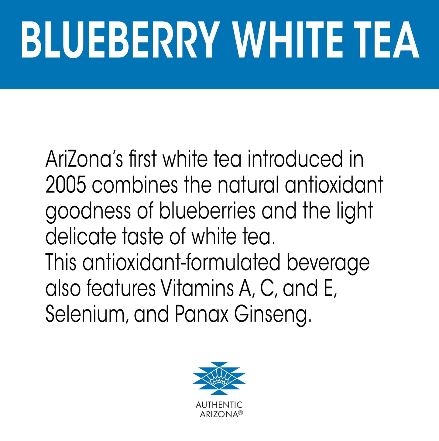 AriZona Blueberry White Tea - Iced Tea, Premium Brewed, 20 Fl Oz (Pack of 12)