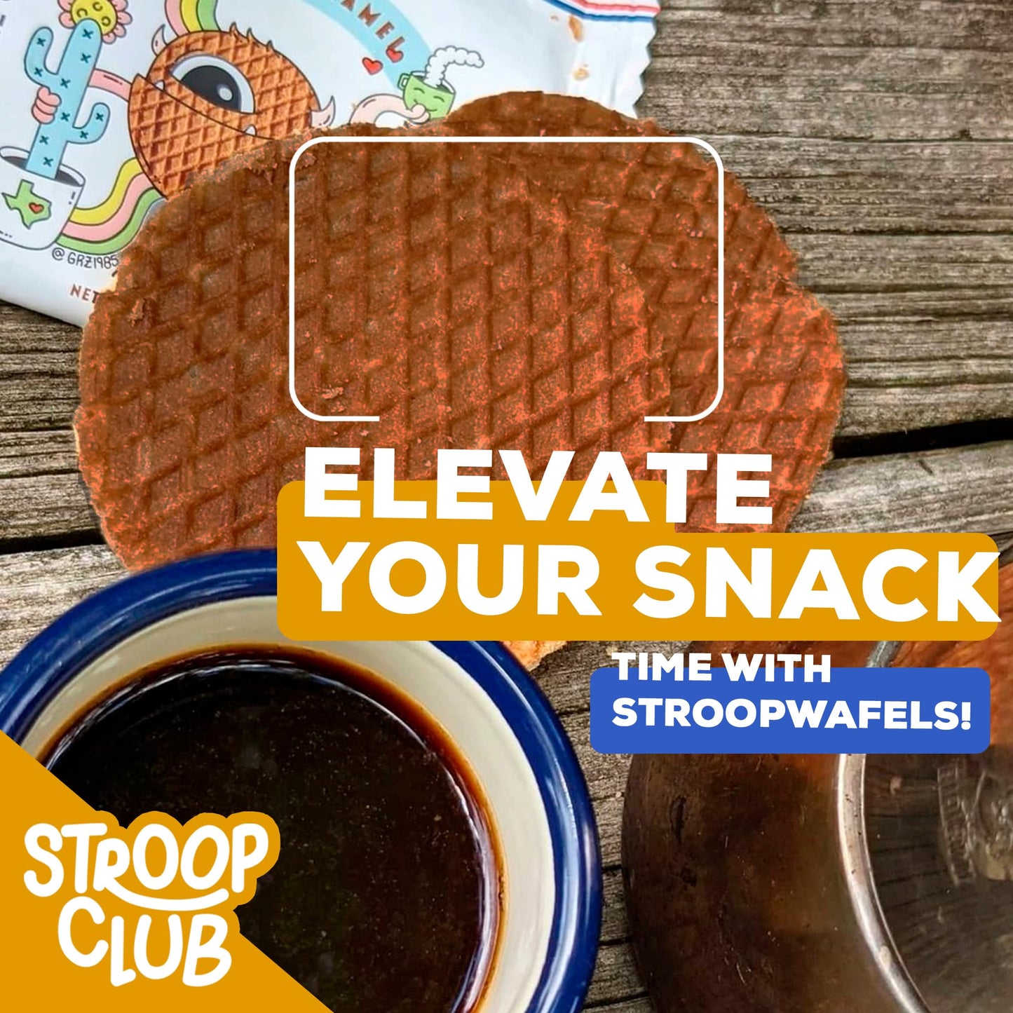 Stroop Club Chocolate Caramel Delights Cookies  Organic Waffles And Plant Based  Vegan Healthy Snacks Stroopwafels - 6 X Pack Of