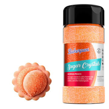 Bakerpan Sugar Sprinkles for Baking - 7 Ounce Georgia Peach Decorating Sugar Crystals for Cookies, Cake Pops, Ice Cream (Made in