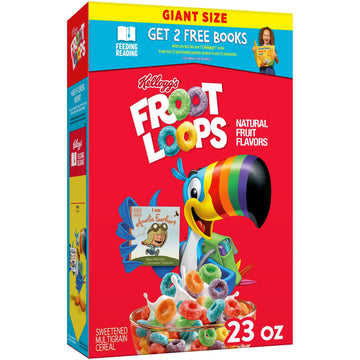 Kelloggs Froot Loops Breakfast Cereal, Kids Cereal, Family Breakfast, Giant Size, Original, 23oz Box (1 Box)
