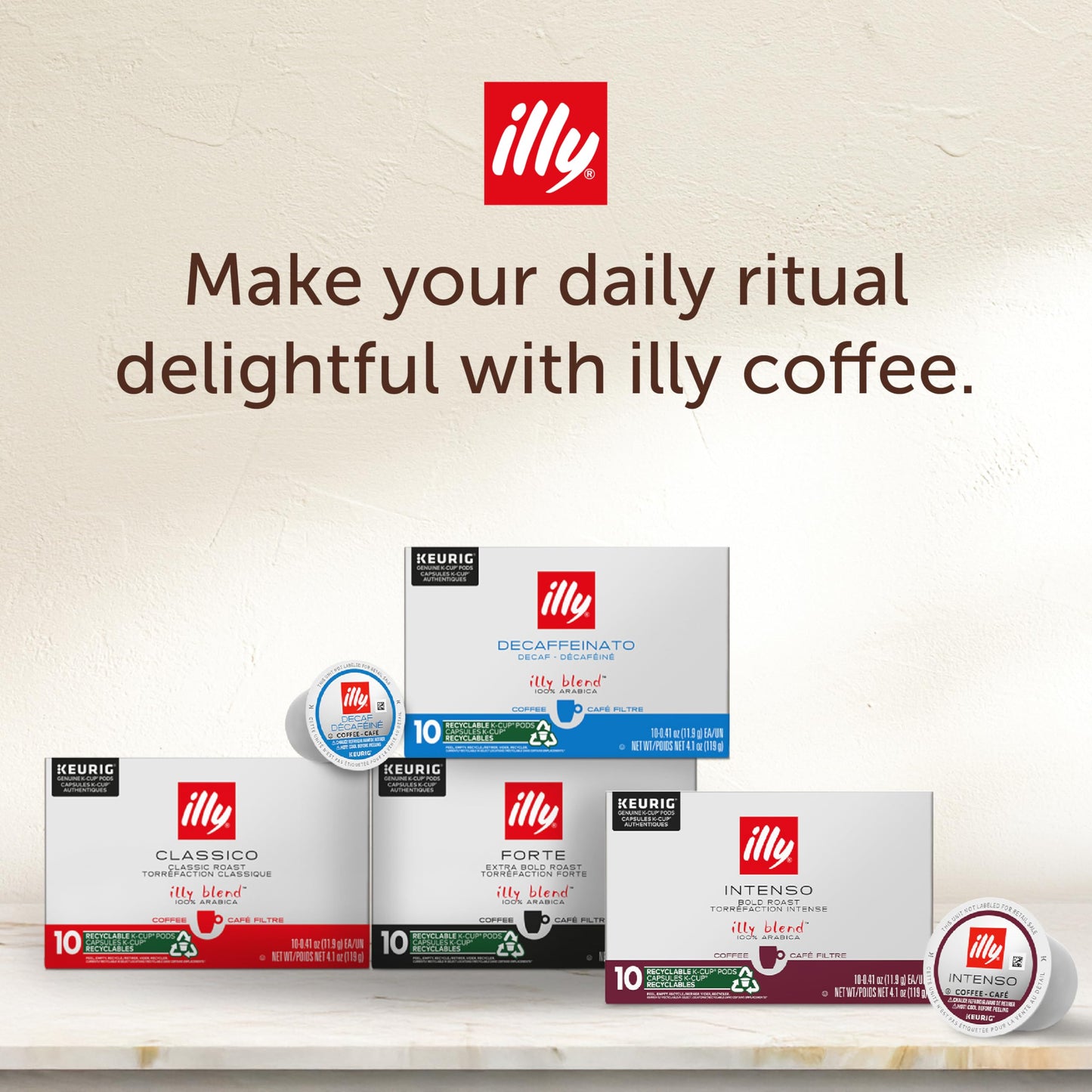 Illy Coffee K-Cups - Compatible Pods for Keurig Coffee Maker - Classico  Intenso  Brasile & Colombia Roasts - Variety - 10 Count (Pack of 6)