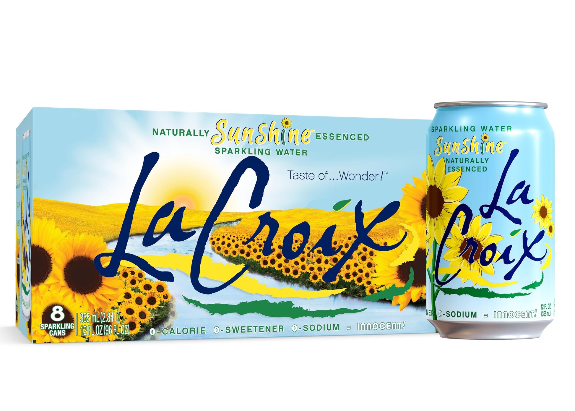 LaCroix Sparkling Water, Sunshine, 8 Pack - Zero Sugar, Zero Calories, Zero Sodium - Taste of Wonder