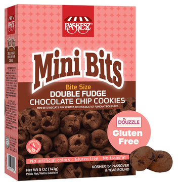 DOUzzle Gluten Free Cookies, Bite Size Double Fudge Chocolate Chip (5 OZ - Pack of 1) Non Gebrokts Kosher for Passover Food Snac