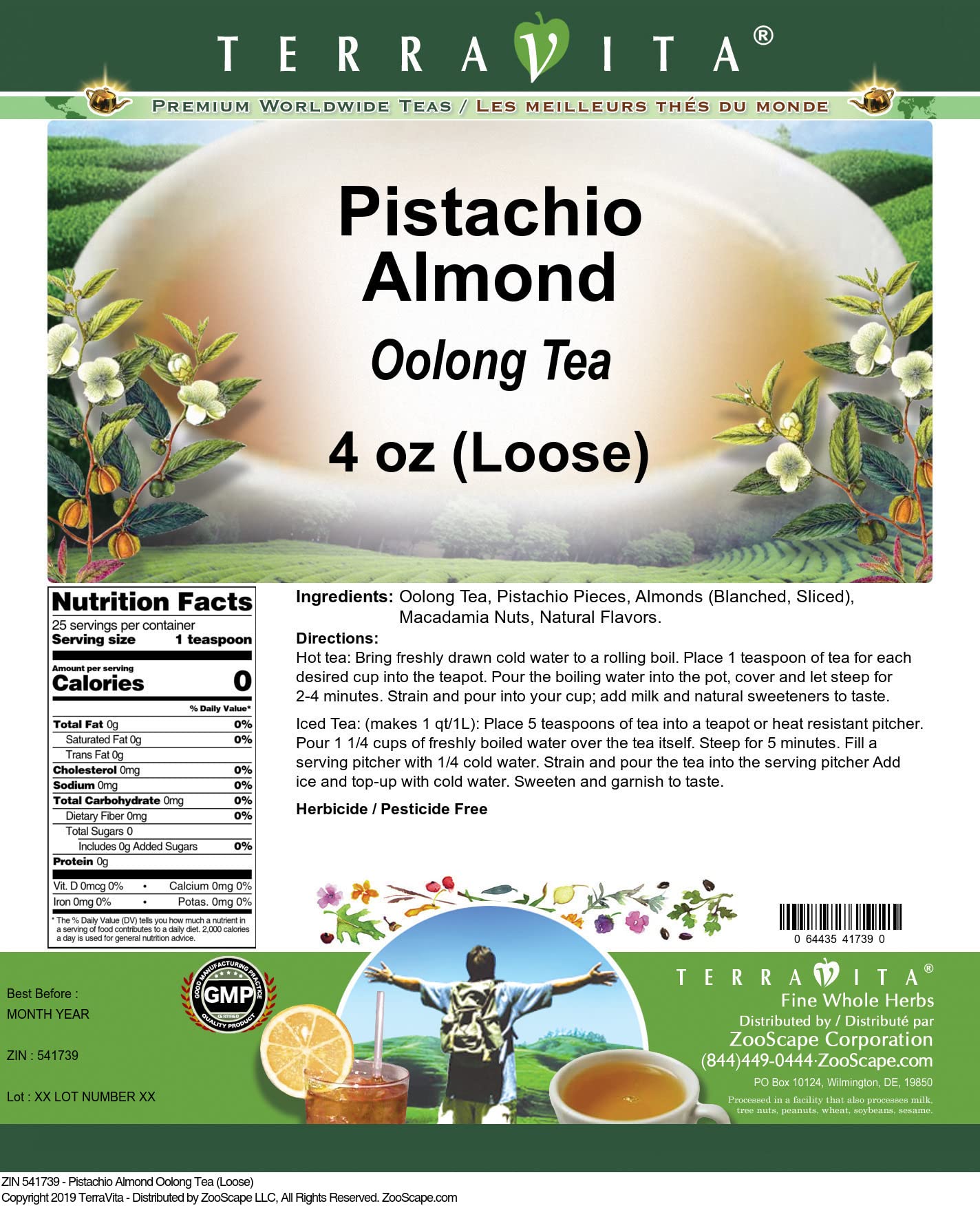 Pistachio Almond Oolong Tea (Loose) (4 Oz, Zin: 541739)