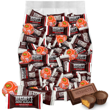 Zero Sugar Chocolate Candy Variety Pack, 1 Lb Pack Of Zero Sugar Miniatures Cups, Special Dark Chocolate Zero Sugar, Milk Chocol