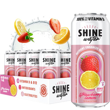 ShineWater Electrolyte Drink - Sugar-Free, Strawberry Lemon Flavor, 16 Fl Oz, Pack of 12