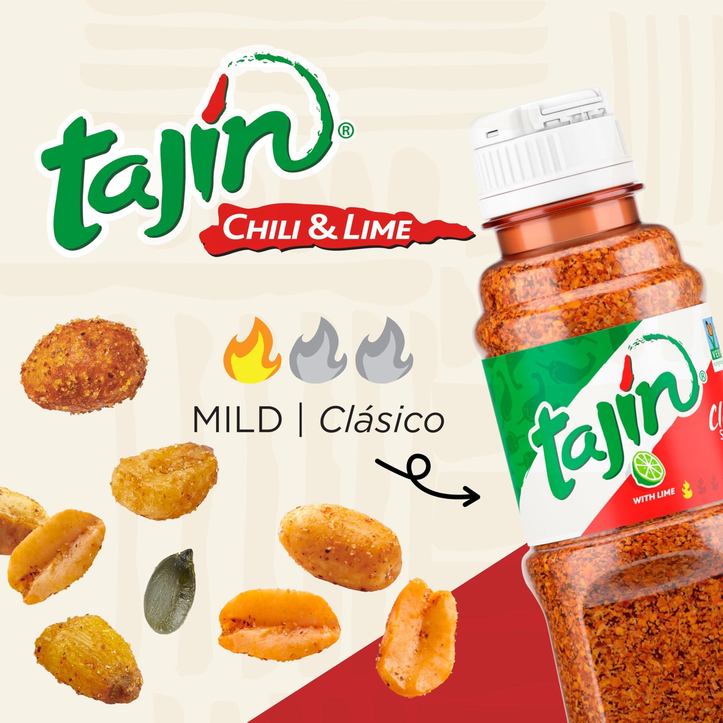 Snak Club Tajin Fiesta Snack Mix, Peanuts, Crunchy Peanuts, Toasted Corn, And Pepitas With Chili And Lime Seasoning, Mild, No Ar