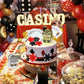 Morofme  card-style Cake Decorations Set, 21 PCS, Medium, Plastic, Includes Slot Machine,  card-style Chips, Dices, Dollar Sign, Birthday Party Supplies