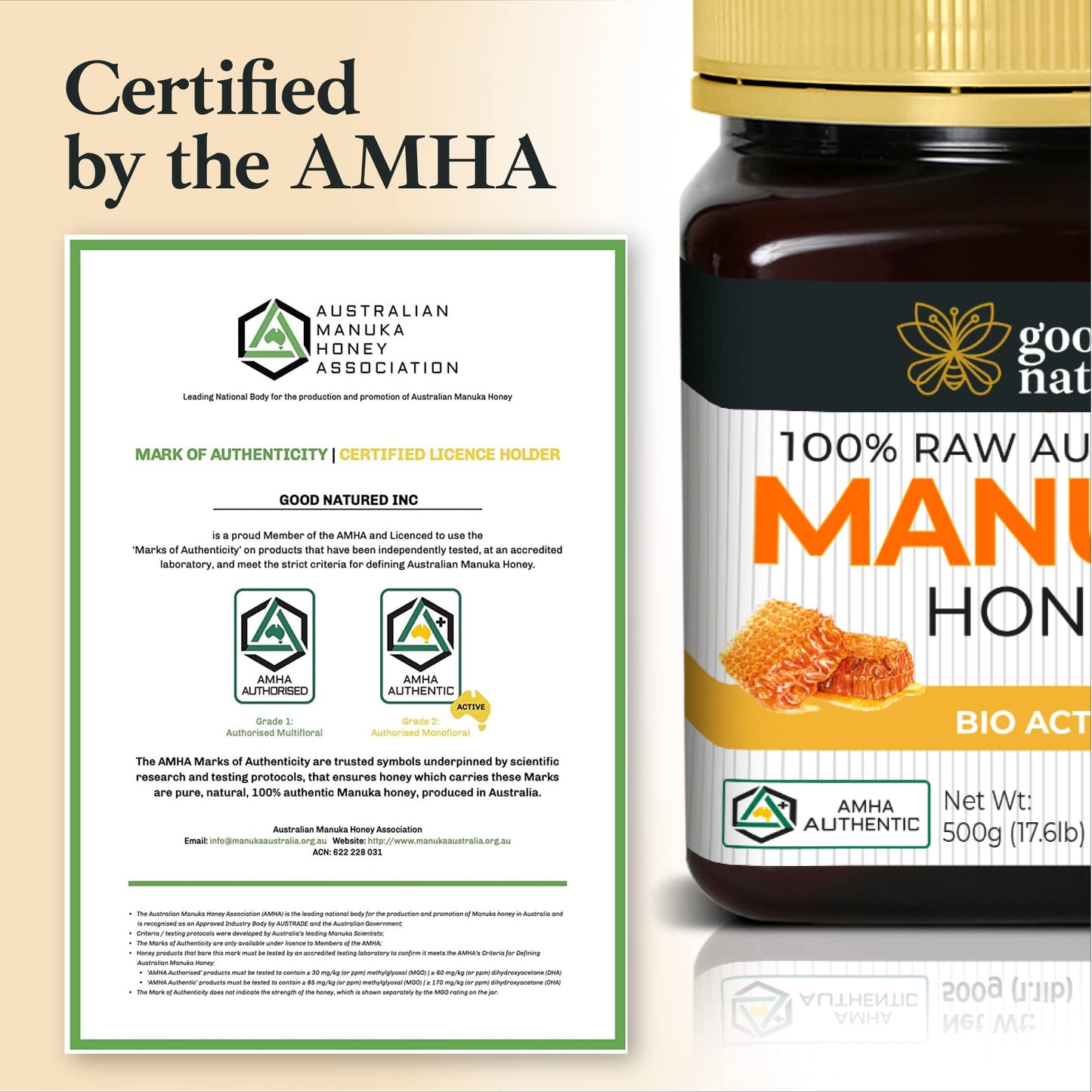 Good Natured Raw Manuka Honey MGO 100+ Antibacterial Activity 500g (1.1lb)