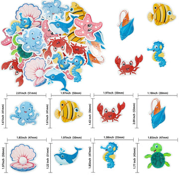 Gyufise 56Pcs Edible Ocean Animal Cupcake Toppers Sea Ocean Theme Birthday Cake Decorations Turtles Octopus Seahorse Cupcake Pic