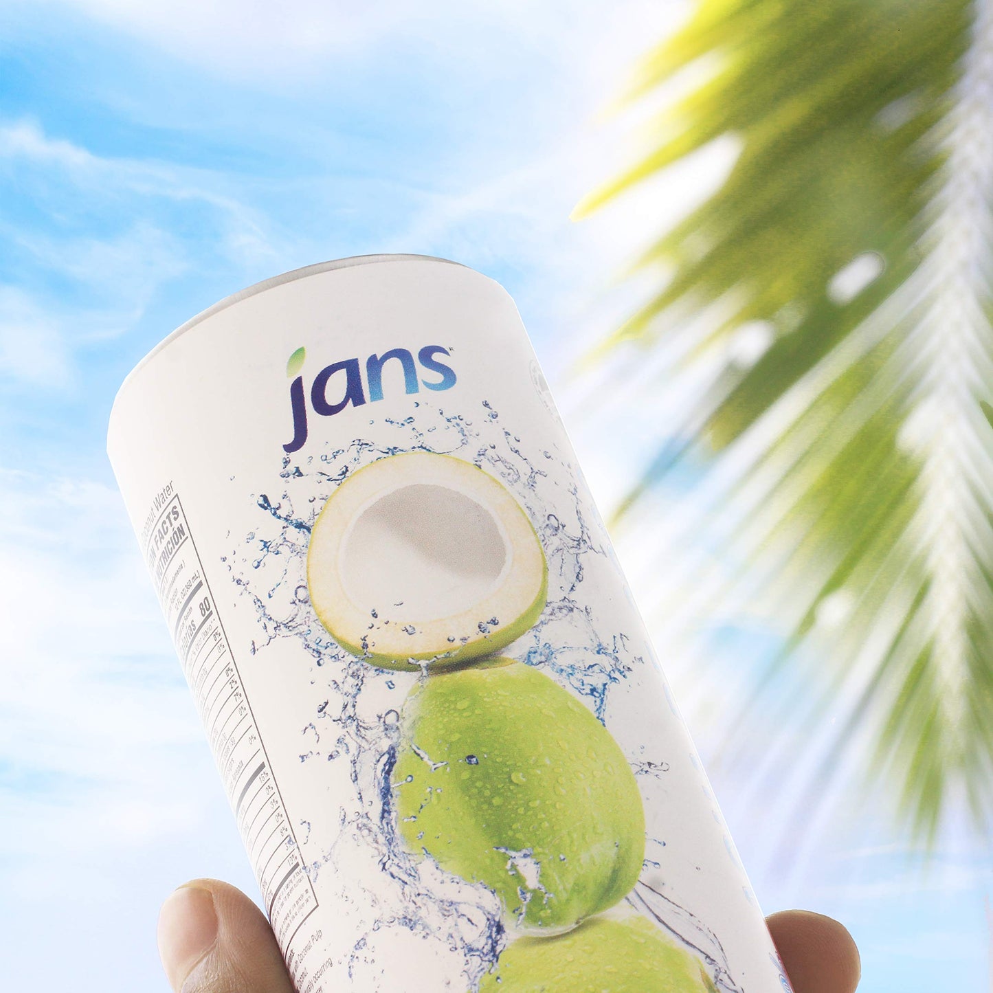 Jans 100% Pure Coconut Water with Coconut Pulp, Unsweetened, Non-GMO, 16.57 fl oz (Pack of 12) - Refreshing Taste of the Tropics