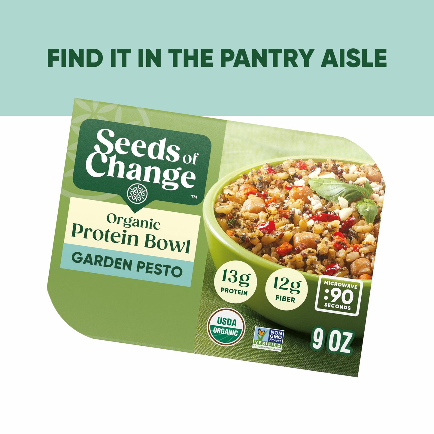 SEEDS OF CHANGE Organic High Protein Bowl Garden Pesto  Prepared Entr?e  Microwave in 90 Seconds  9 oz (Pack of 6)