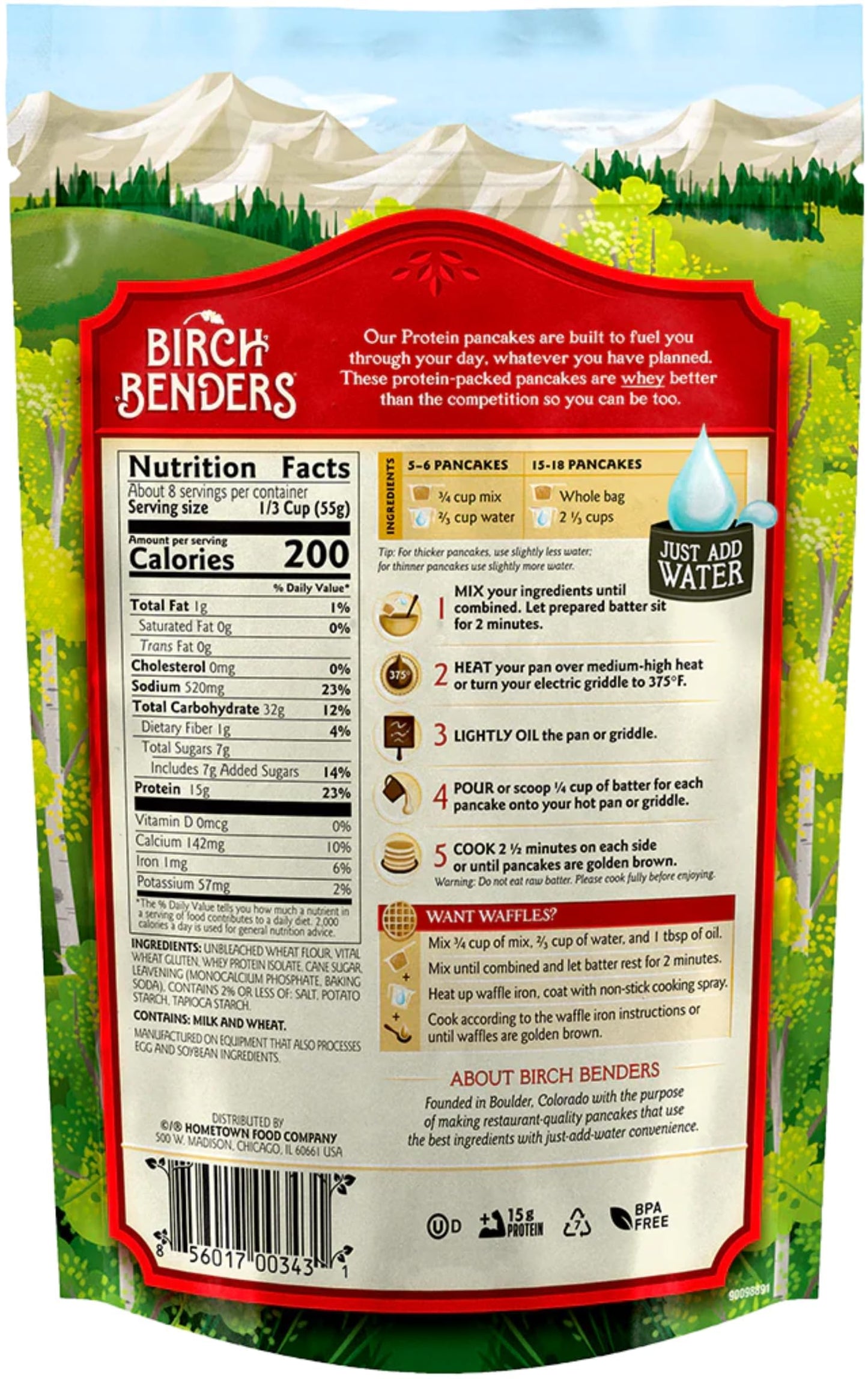 Performance Protein Pancake and Waffle Mix with Whey Protein by Birch Benders, 15 Grams Protein Per Serving, 1 Pound (Pack of 6)