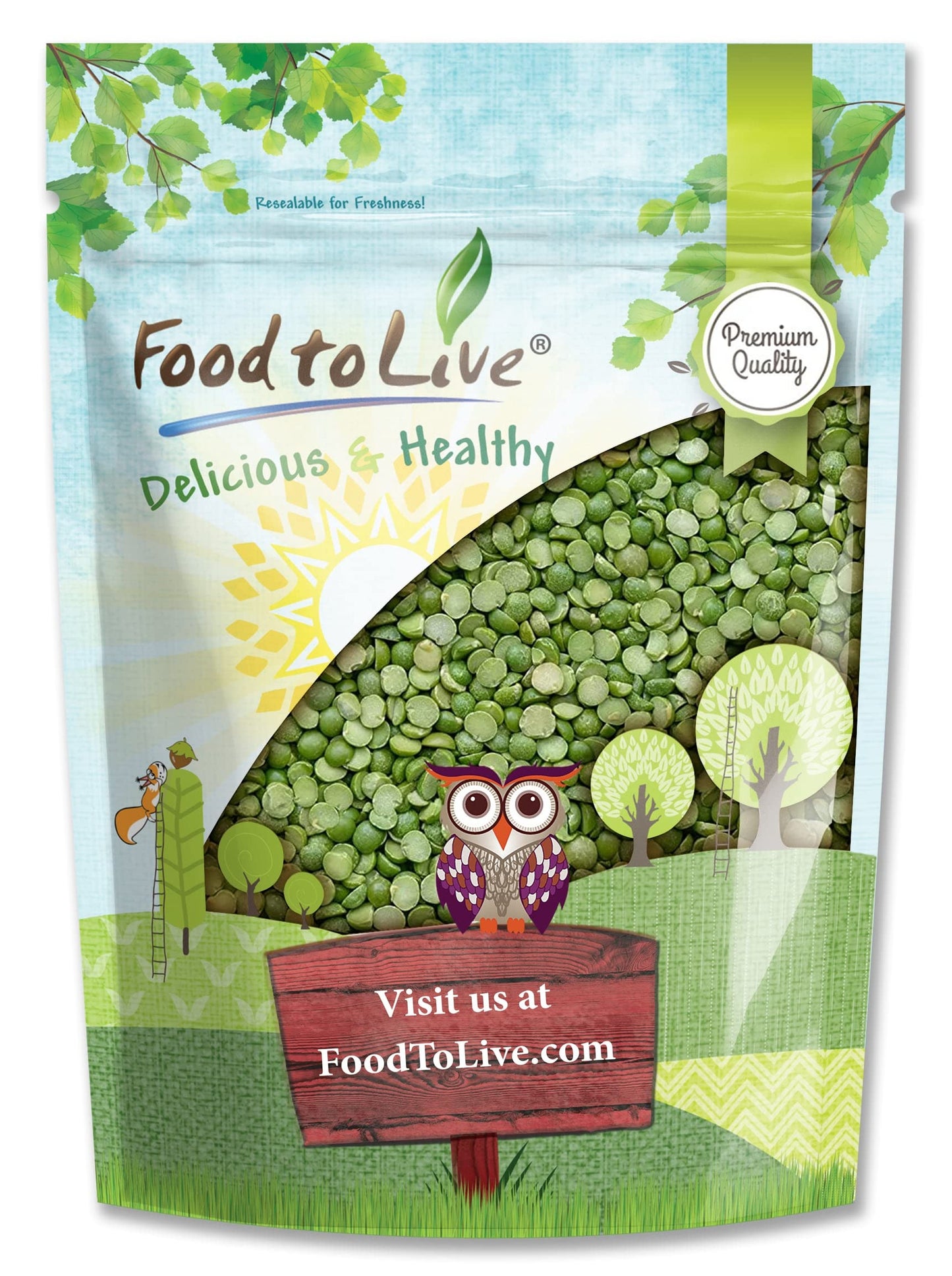 Food to Live Green Split Peas, Dried Vegan, Kosher, 5 Pounds, Rich in Protein and Fiber