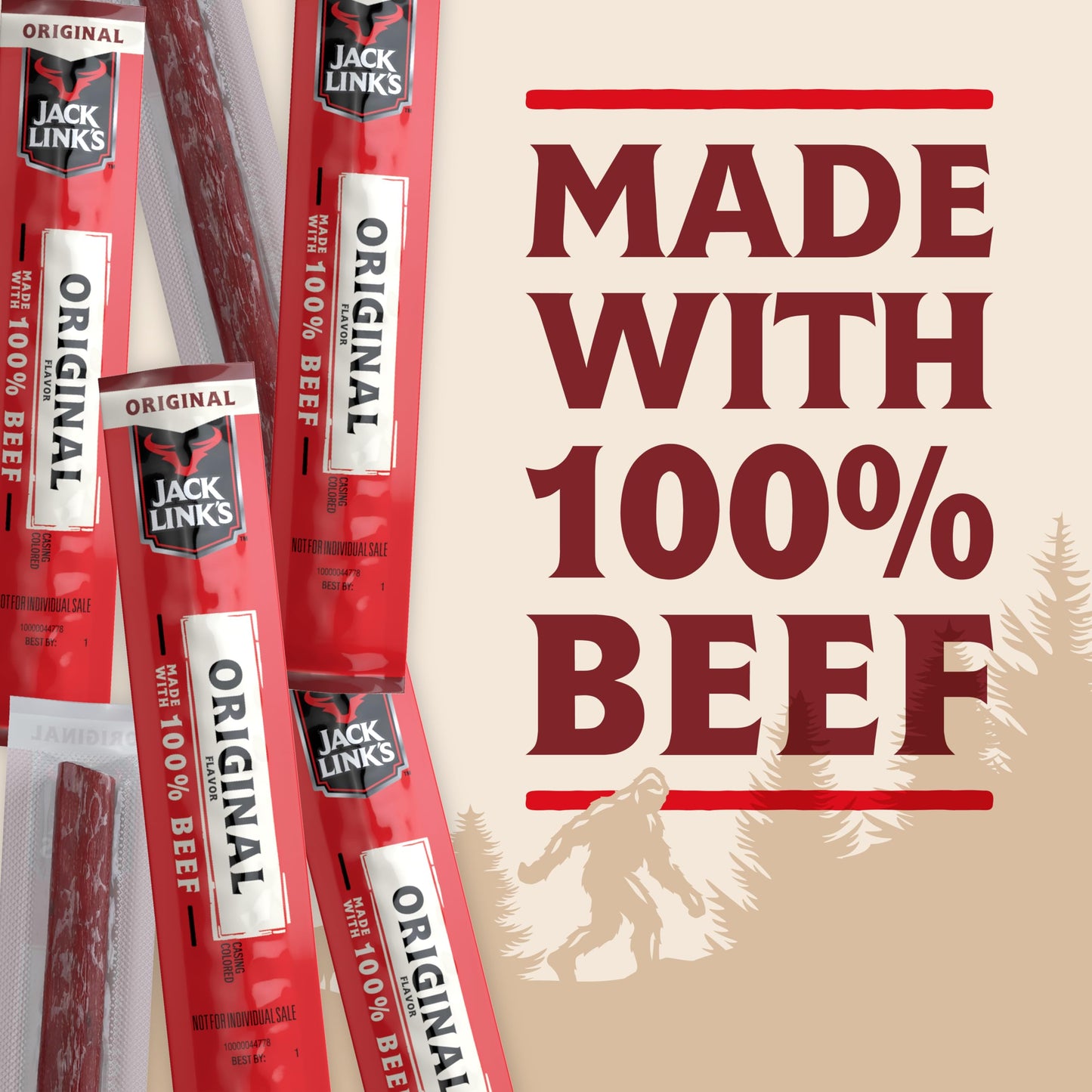 Jack Link'S Mini 100% Beef Sticks, Original Flavor - 6G Of Protein Snacks, 65 Calories Per Stick, On The Go Snacking, Keto & Pal
