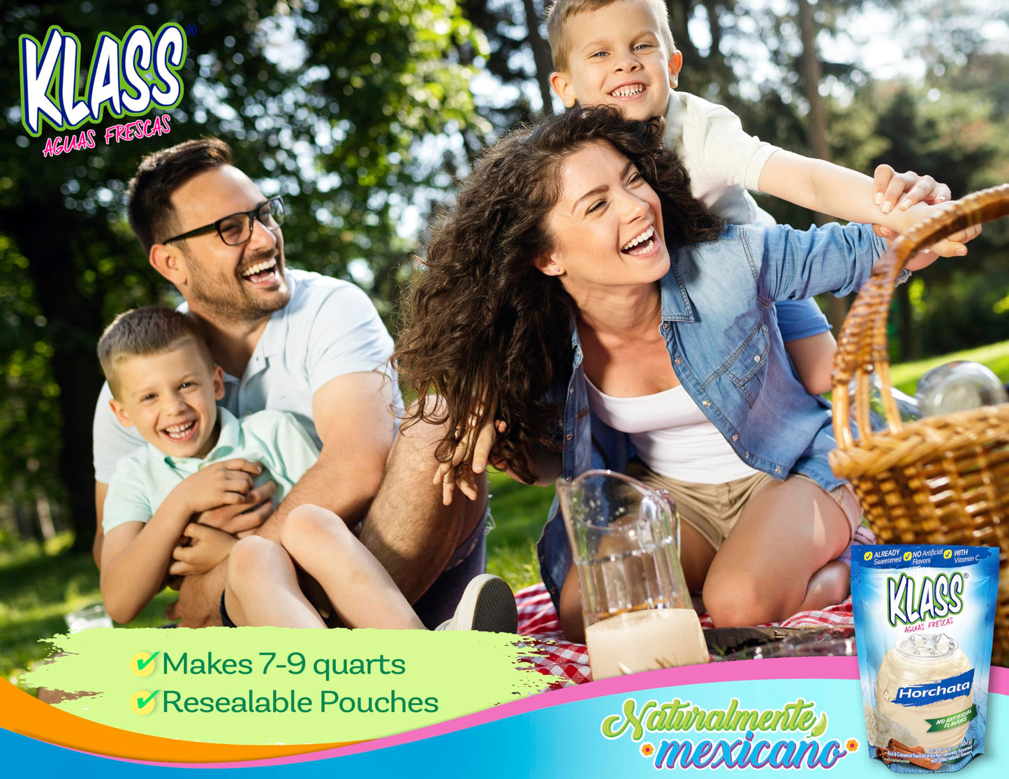 Klass Aguas Frescas | Drink Mix | Horchata | Flavors From Natural Sources, No Artificial Flavors, With Vitamin C (Makes 7 To 9 Quarts) 14.1 Oz Family Pack (4-Pack)