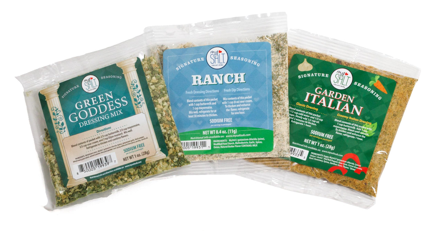 Mysalt Ranch Dressing Mix – 5 Pack – Sodium-Free Seasoning – Restaurant-Style Ranch Flavor For Low-Sodium Homemade Dip Or Dressing