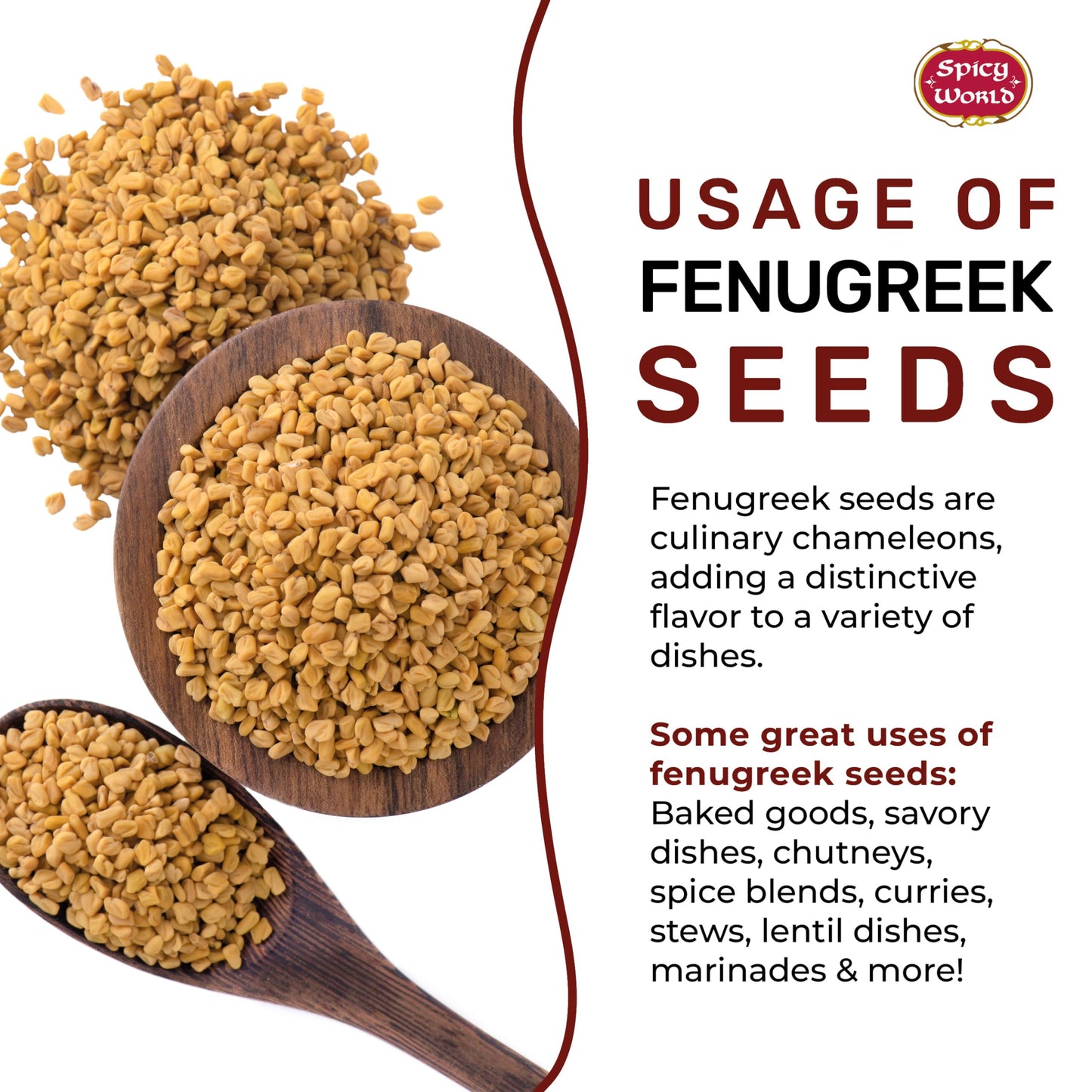 Spicy World Fenugreek Seeds (Methi) 7 Ounce Bag - All Natural & Pure - Resealable Bag