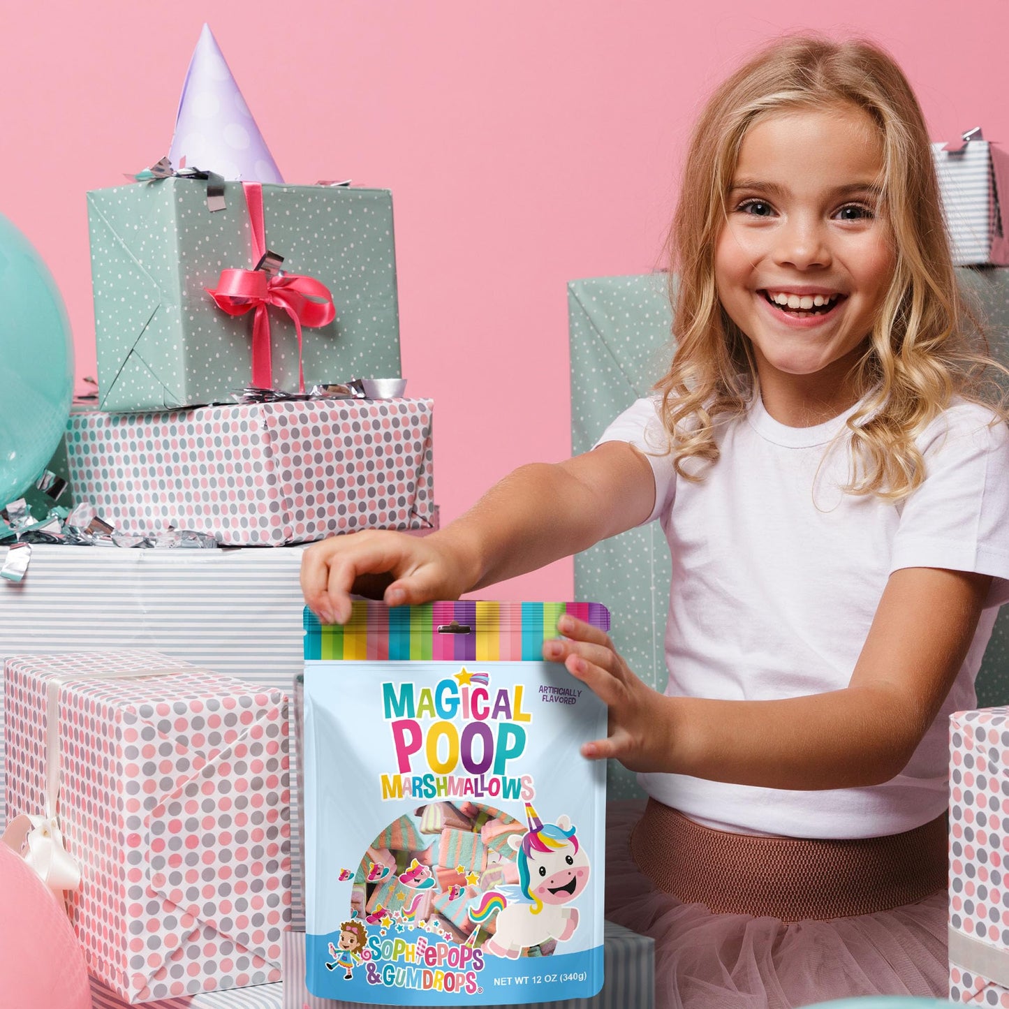Sophiepops & Gumdrops Magical Unicorn Poop Marshmallows, Rainbow Marshmallow Candy For Easter Or Any Party, Non-Fat, Nut And Glu