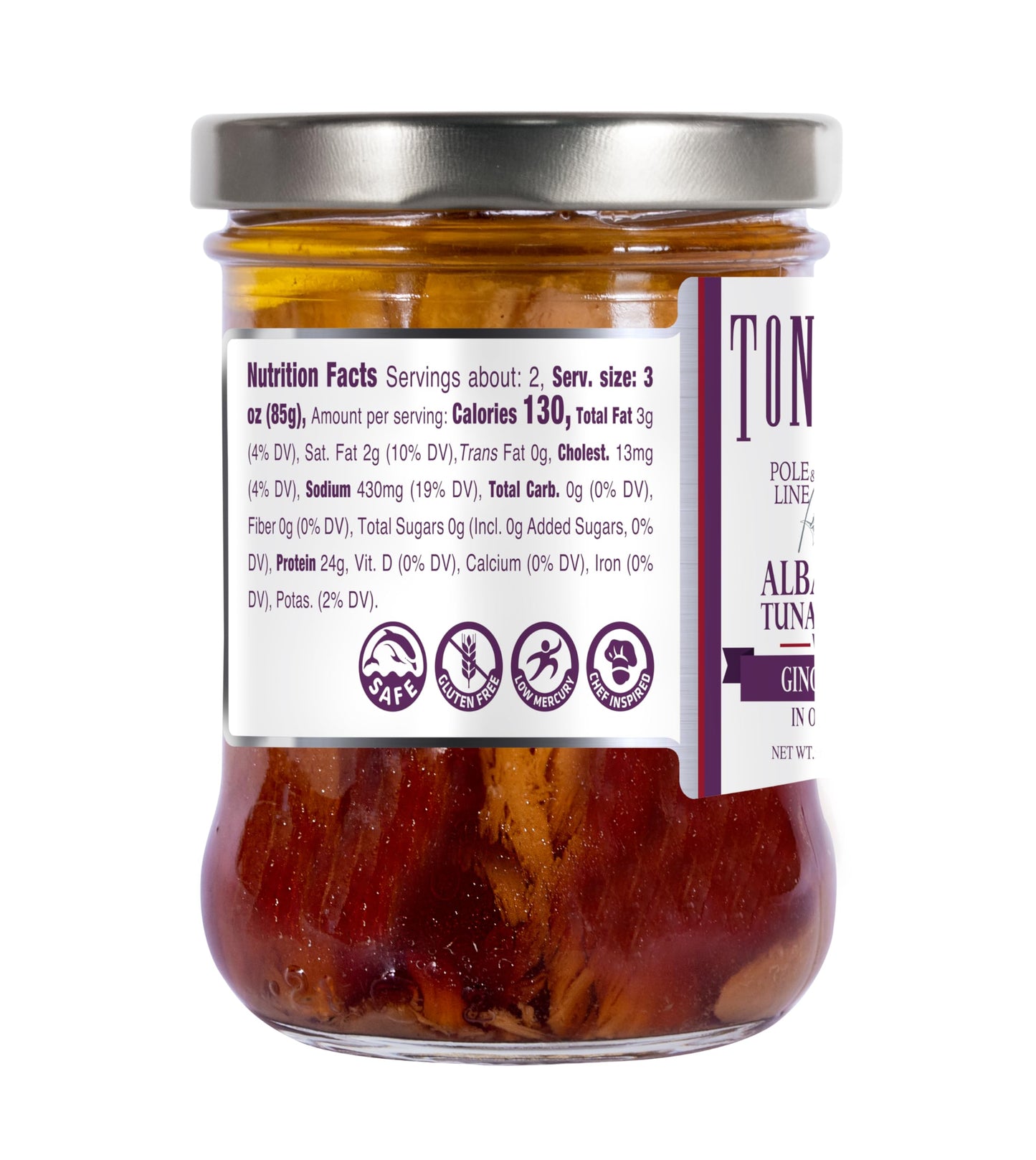 Tonnino Tuna Fish Albacore - Olive Oil With Ginger Soy - Pack Of 6 - Alternative To Salmon - Protein Snacks - Ready To Eat Meals