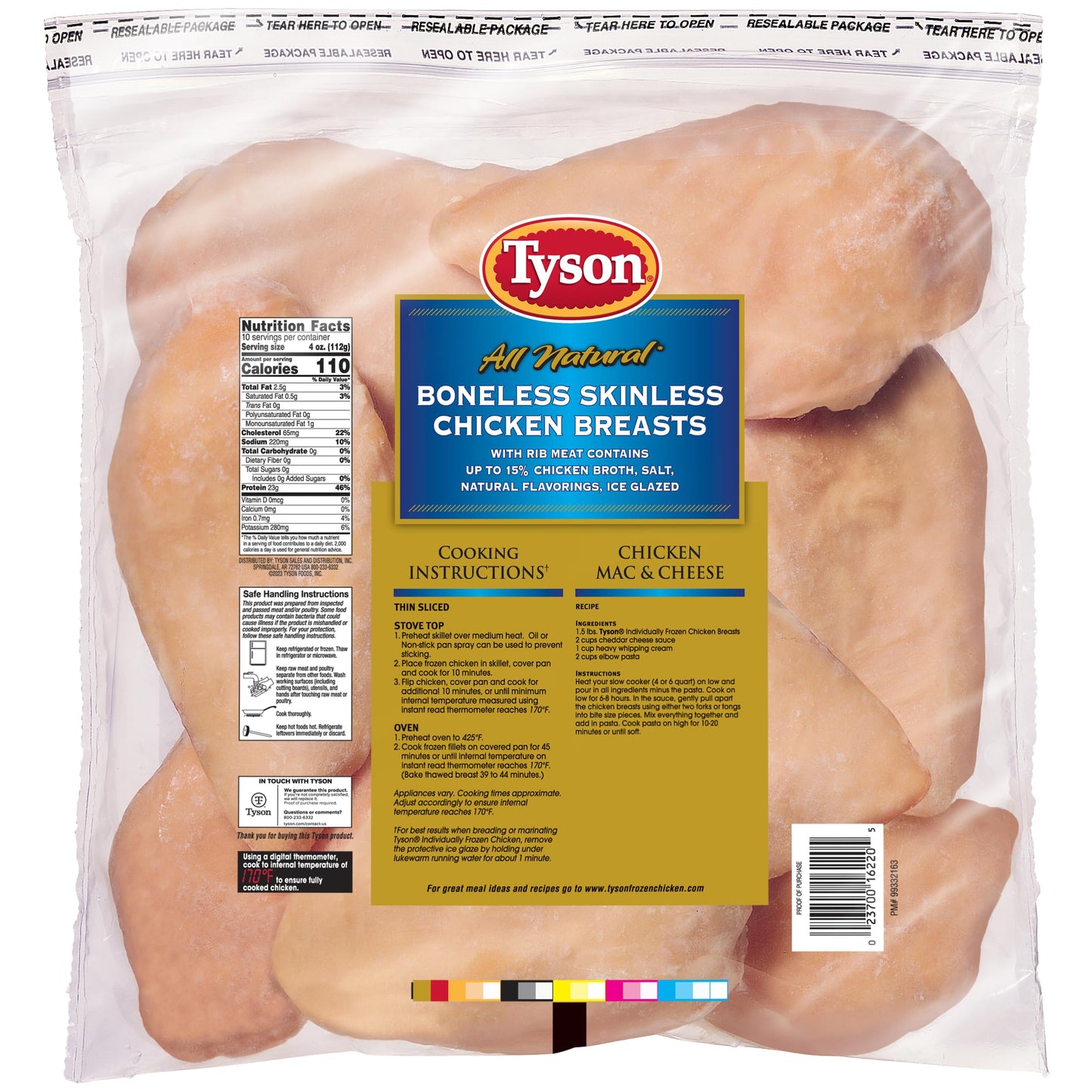 Tyson Boneless Skinless Chicken Breasts, Frozen, 2.5 Lb