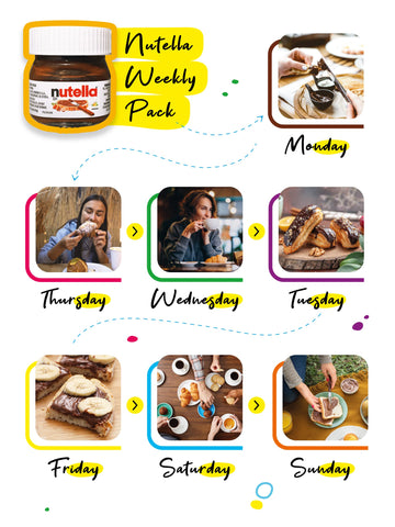 Mini Nutella Glass Jars Chocolate Hazelnut Spread (0.88 Oz) -(7 Units) Weekly Pack + 7 Mini Spoons Atrevo Bundle Pack. Back To S