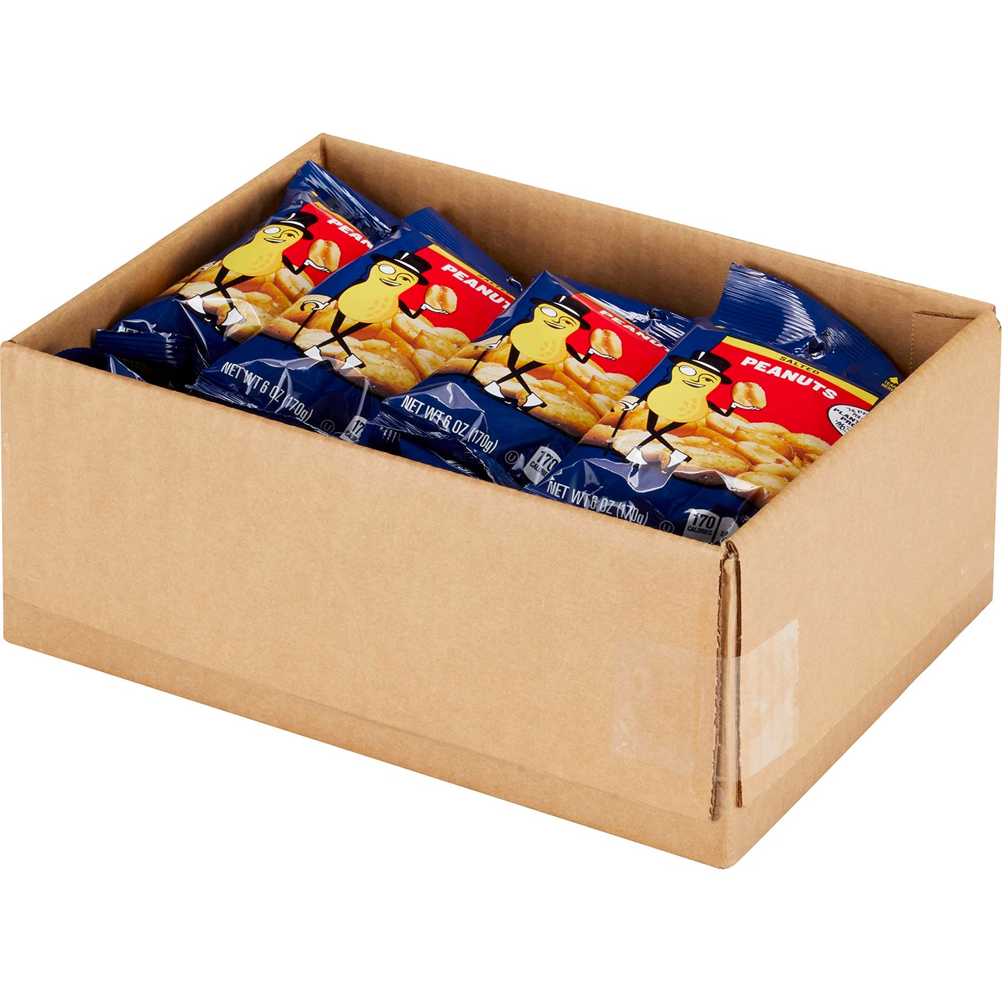 PLANTERS Salted Peanuts, 6 oz. Bag, Pack of 12, Snack Nuts, Model 10029000012582