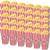 Yuxung 30 Pack Plastic Popcorn Boxes Red and White Striped Popcorn Buckets Bulk Reusable Open Top Containers for Movie Night, Cl