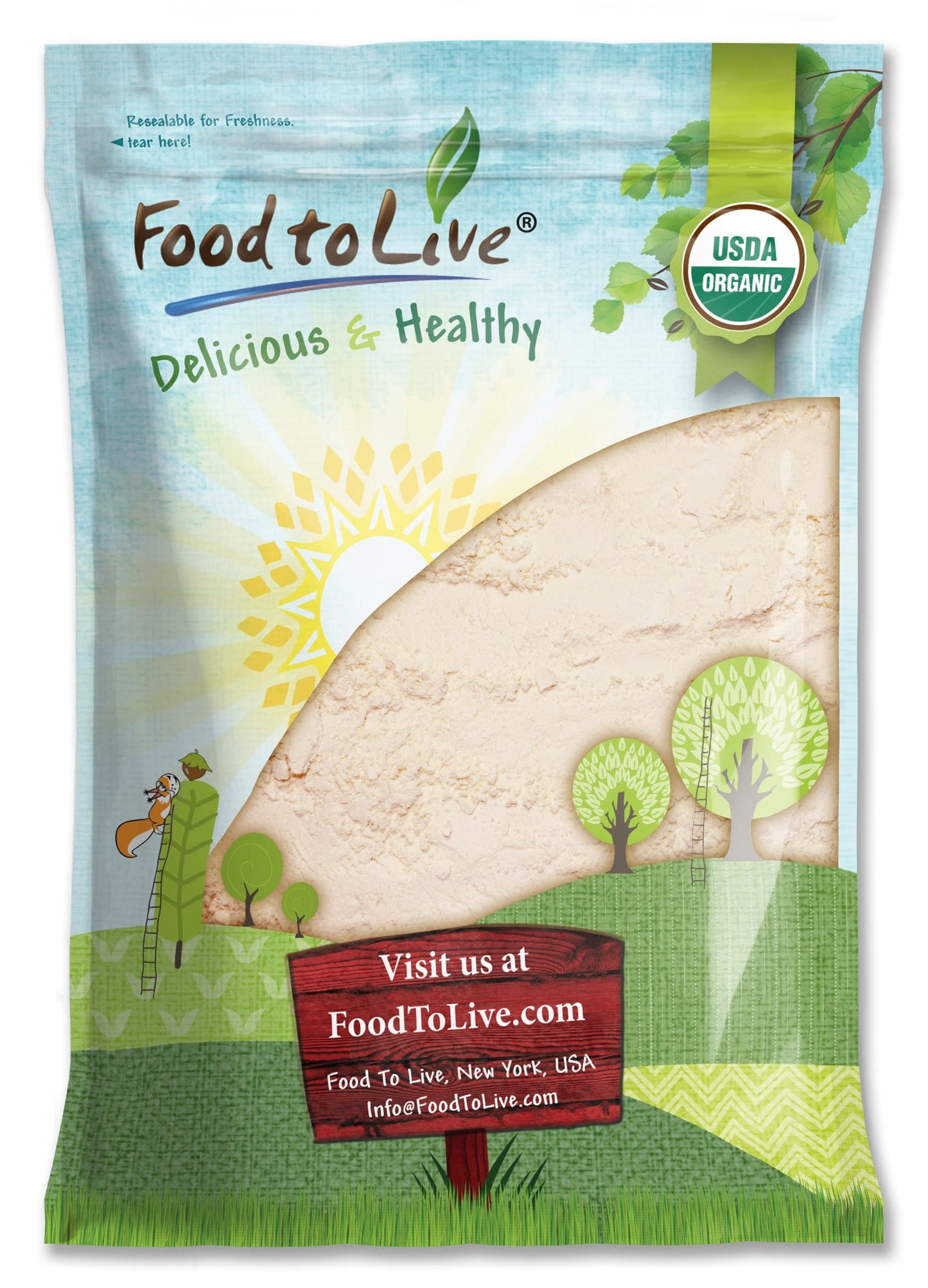 Food to Live - Organic Coconut Flour, 8 Pounds - Non-GMO, Kosher, Raw, Vegan, Unsweetened, Unrefined, Unsulfured Fine Powder, Bu