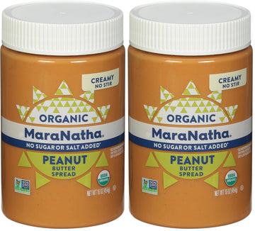 Maranatha Organic No-Stir Creamy Peanut Butter Spread, No Sugar or Salt Added, 16 Ounce (Pack of 2)