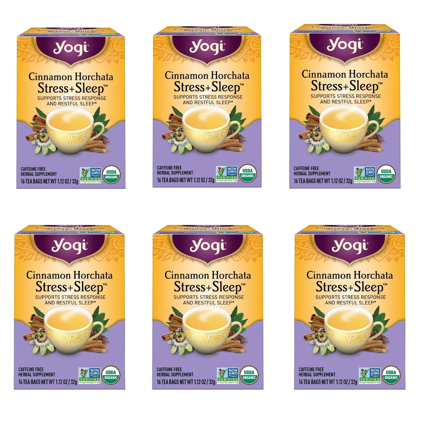 Yogi Tea Cinnamon Horchata - Organic Sleep Tea - 16 Tea Bags per Pack (6 Packs) - Supports Restful Sleep